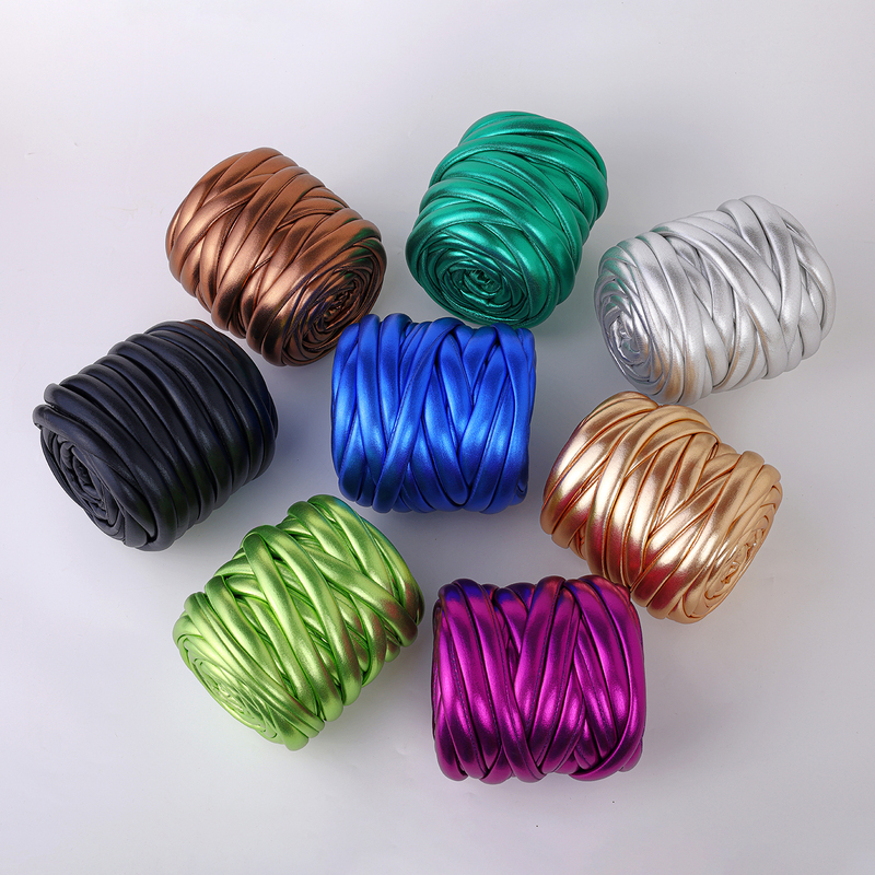 Metallic Shiny Leather 2cm Super Thick Icelandic Chunky Yarn Core-Spun Yarn for Handmade DIY Cat Bed, Pillow, Bag Material Yarn