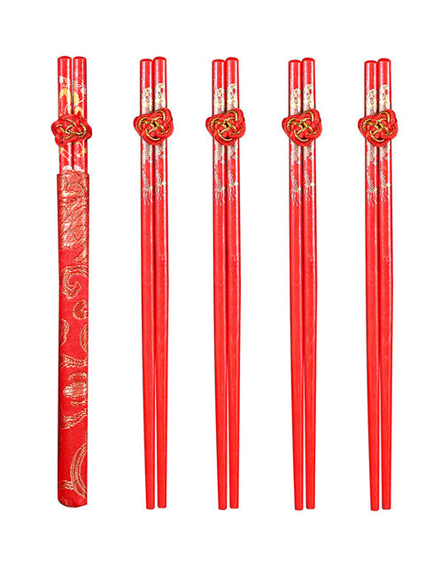 Retro Chinese wedding red chopsticks dragon and phoenix happy chopsticks wedding banquet disposable bamboo chopsticks wedding supplies collection wedding
