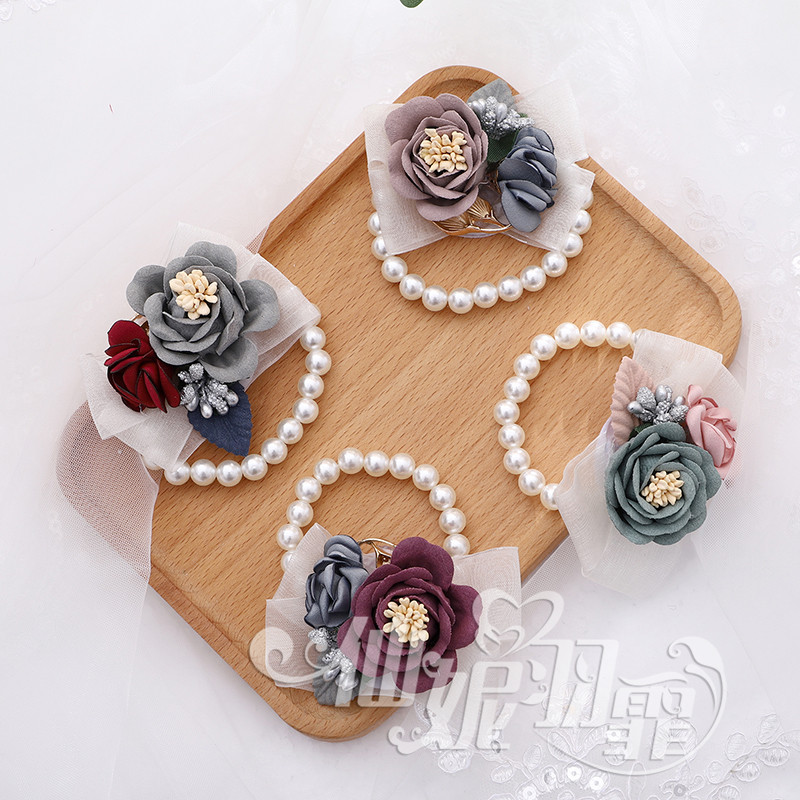 Son Ensemble Super Fairy Han Style Knot Wedding Bride Wrist Flowers Bridesmaid Sisters Handflowers Bracelet Pearl Bracelet Bracelet-Taobao