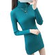 Women's mid-length turtleneck sweater, slim fit and thickened