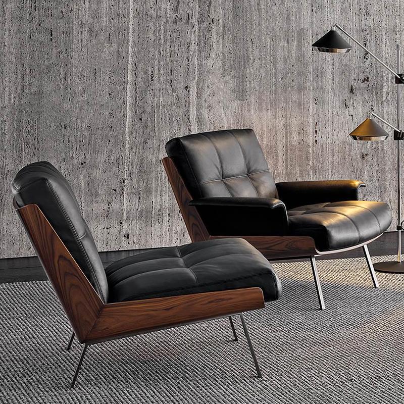 Daiki Single Sofa Chair, Light Luxury, Lazy Solid Wood Chair for Living Room and Bedroom, Internet-Famous Designer Leisure Chair, Balcony Recliner