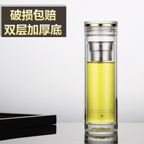 One day double glass glass with lid with tea insulation water Cup transparent office tea cup business office Cup