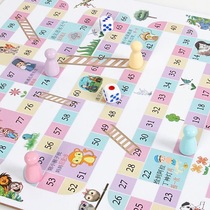 Childrens Jump Adventure Dice Chess All-in-one Flying Chess Kindergarten Wooden Primary School Students Extra Large Backgammon