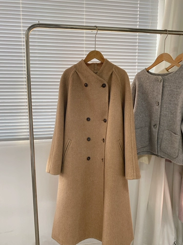 Двусторонное бархатное длинное шерстяное демисезонное шерстяное пальто, куртка, средней длины