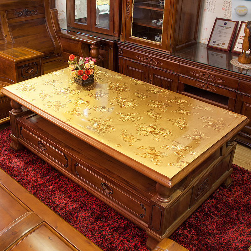 Printed table cloth rectangular cut living room tea table cushion pvc soft glass solid wood furniture top with protective cushion