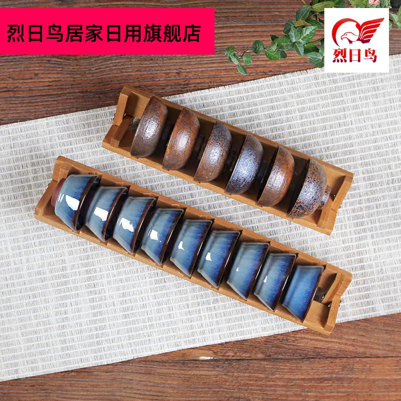 Folding bamboo hanging crossover vehicle cup supporting rack sample tea cup receive drop kung fu tea tea accessories solid wood