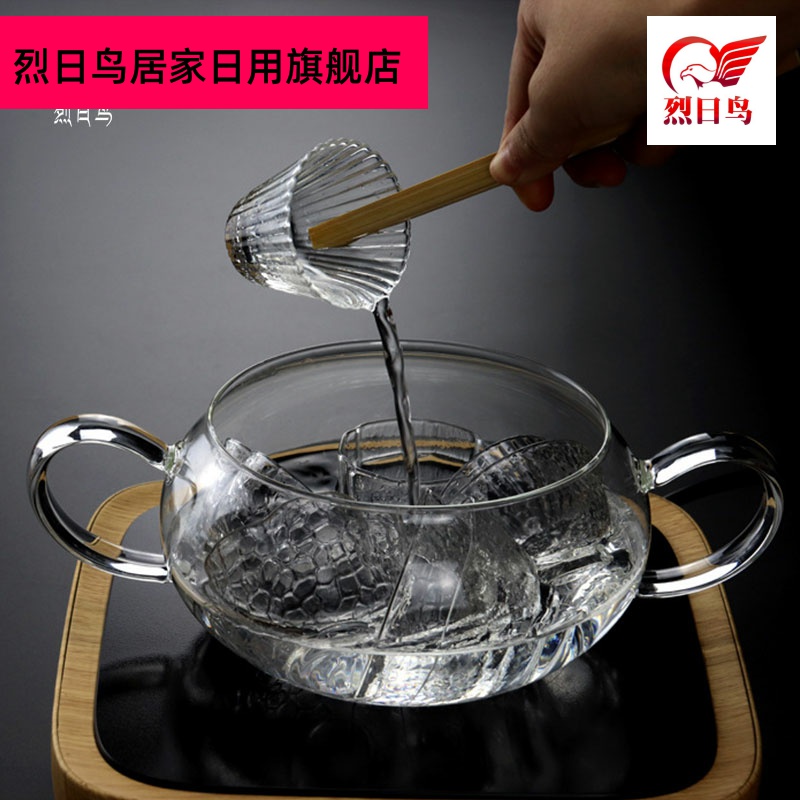 Transparent glass tea wash to electric TaoLu boil sterilization pot with cover large cups to wash basin of kung fu tea tea tea