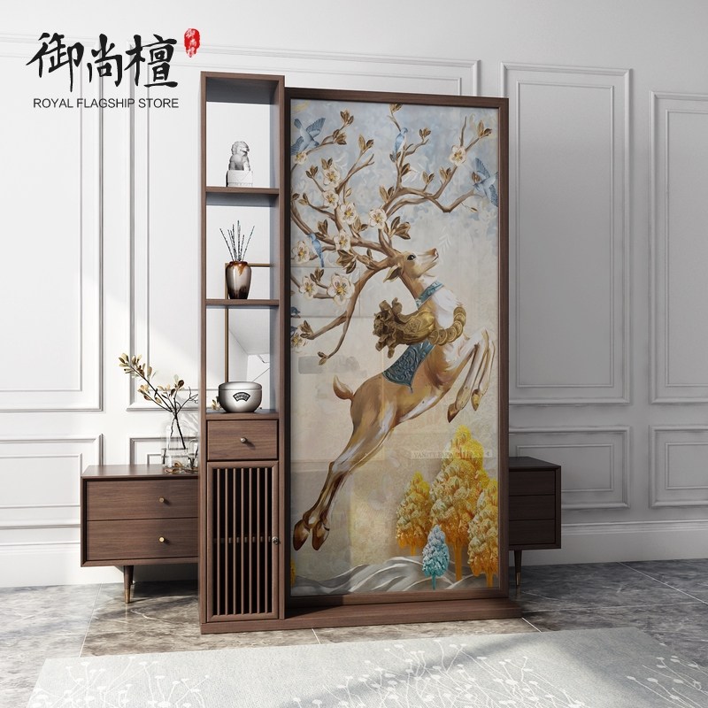 Nordic screen partition Living room Simple modern entrance door household entrance storage cabinet Solid wood seat screen
