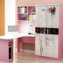  Wardrobe writing desk integrated corner table Clothes cabinet and bookcase Bedroom childrens room corner computer desk wardrobe combination