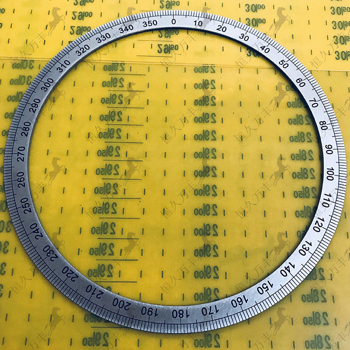 通用刻度盘360角度盘机械仪表盘圆弧形转盘加厚测量圆尺174X150X2