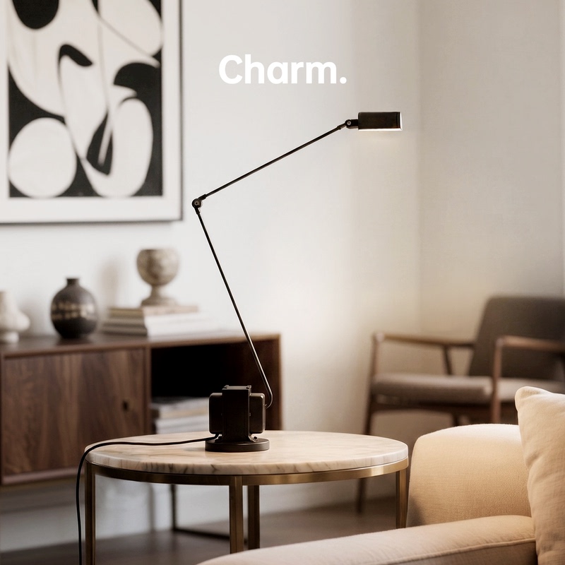 Italian Lumina Daphine Motor Table Lamp for Living Room Desk, Adjustable Italian Mid-Century Industrial Style Table Lamp