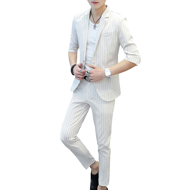 Đàn ông của bộ đồ phù hợp với mùa hè 2020 mới của Hàn Quốc phiên bản của cơ thể tay xu hướng phù hợp với áo khoác đẹp trai một bộ đồ