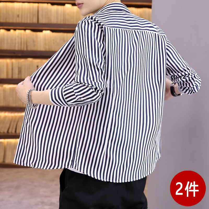 2026 New Spring Long-Sleeved Striped Shirt for Men, Stylish and Mature Style for Teenagers, Spring and Autumn, Wrinkle-Free Thin Shirt