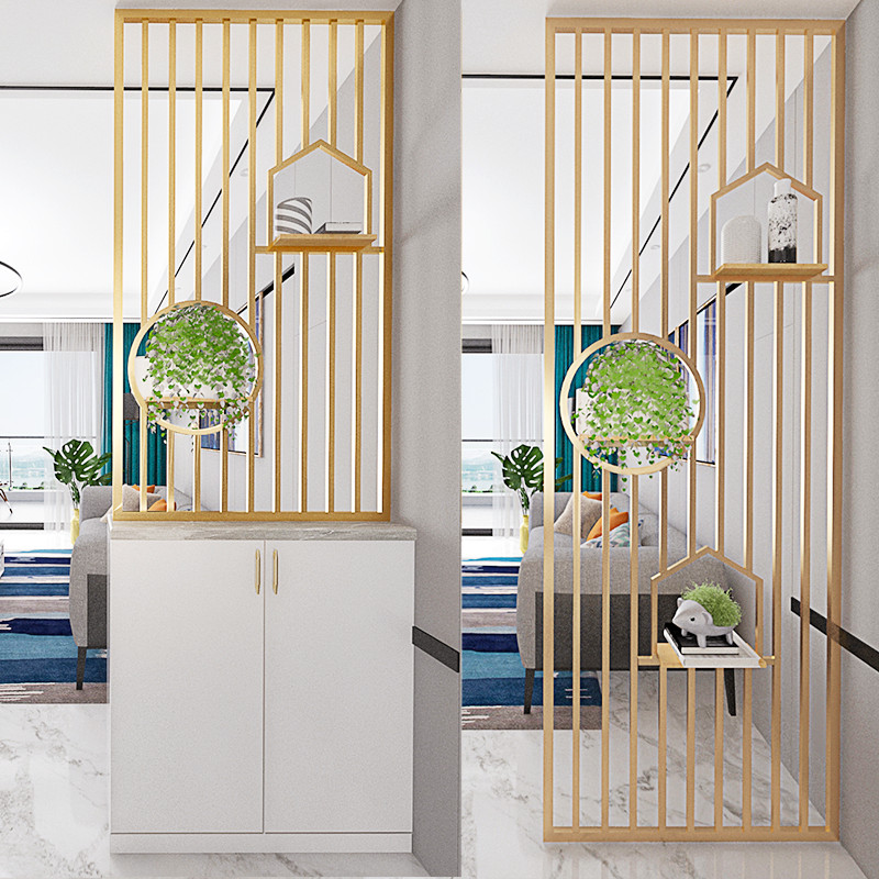 Nordic light luxury iron screen net red stainless steel partition living room entry door porch modern wash table customization