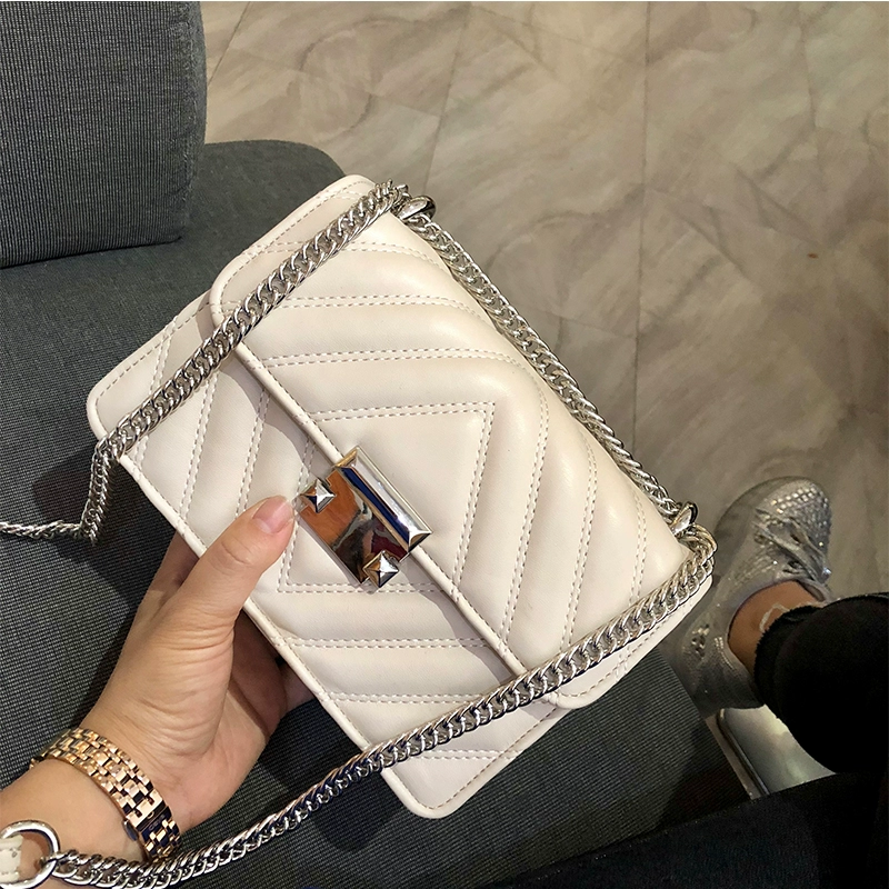 Lingge chain bag nữ 2019 mới thời trang nữ túi retro vai hoang dã túi messenger túi nhỏ vuông vuông - Túi xách nữ