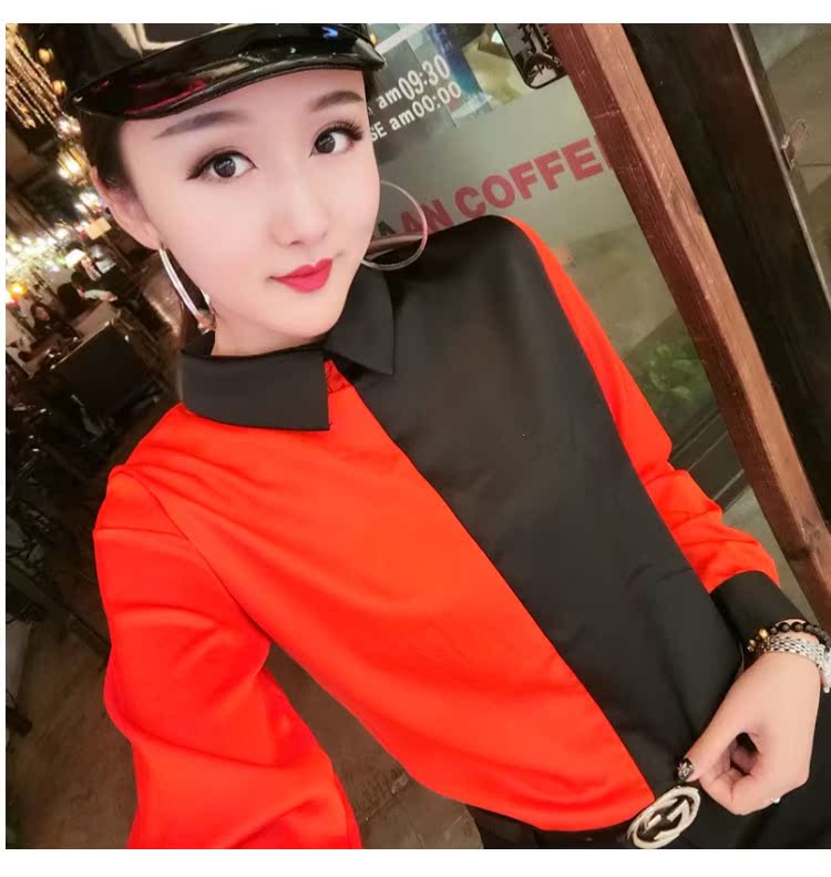 Châu Âu 2019 xuân mới thời trang màu sắc phù hợp in áo sơ mi nữ dài tay áo sơ mi lụa lỏng - Áo sơ mi dài tay 	áo sơ mi nữ kẻ sọc dài tay	