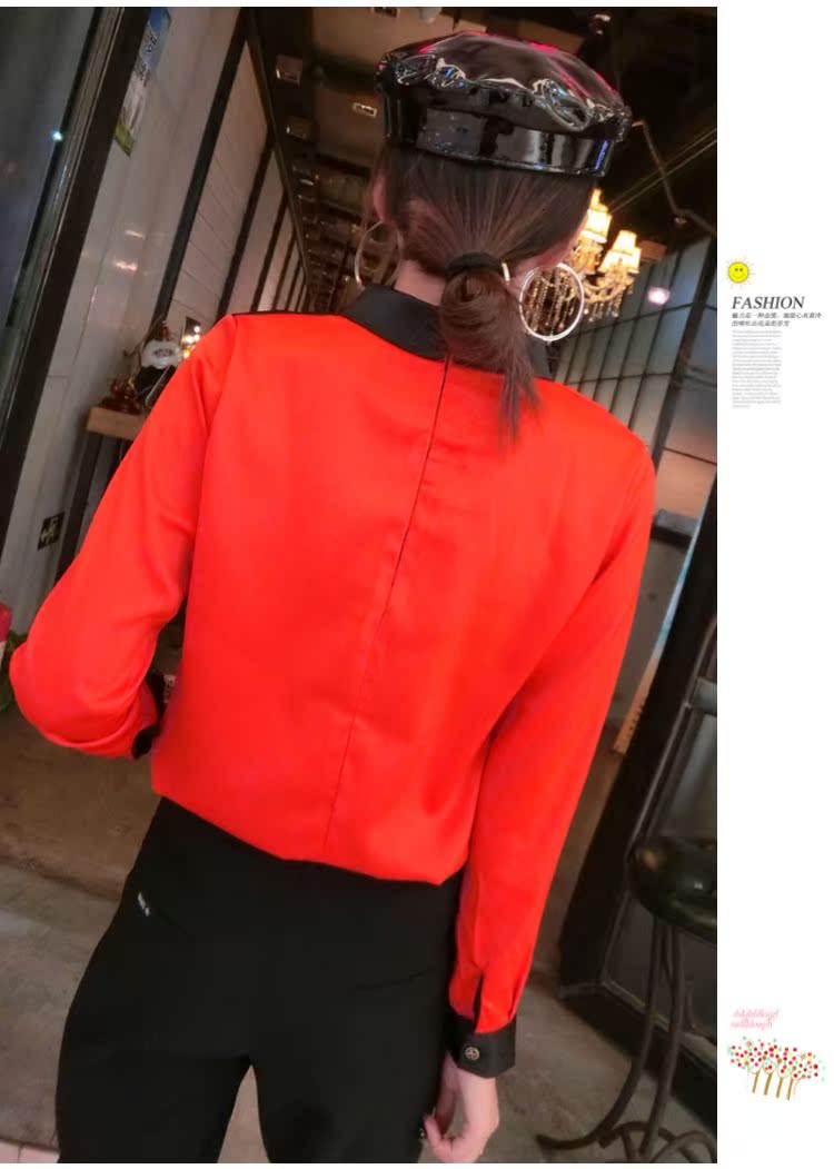 Châu Âu 2019 xuân mới thời trang màu sắc phù hợp in áo sơ mi nữ dài tay áo sơ mi lụa lỏng - Áo sơ mi dài tay 	áo sơ mi nữ kẻ sọc dài tay	