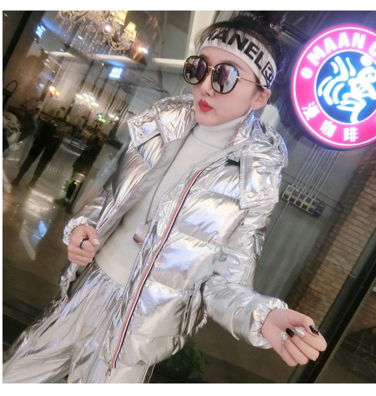 Mùa thu đông 2018 mới của phụ nữ Hàn Quốc bạc hai mặt quần áo trùm đầu bằng cotton áo phao bomber nữ