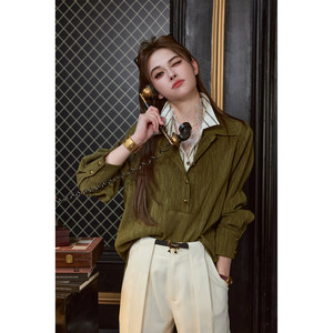 Tuntun Spring and Autumn [Eldest Daughter Shirt] High-End New Noble Three-In-One Design Lace Tencel Shirt