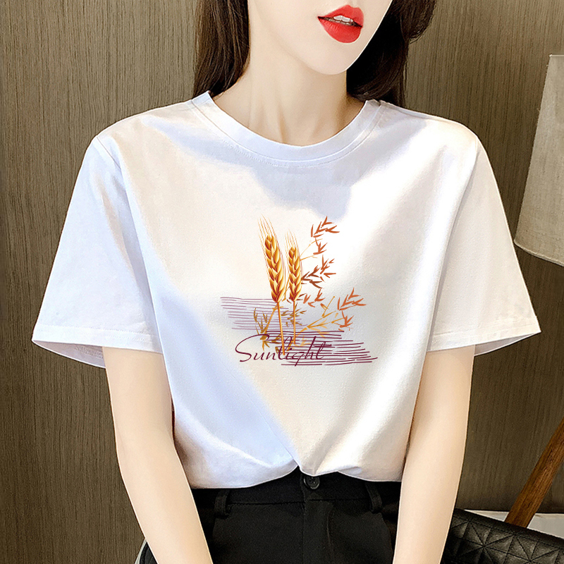White Loose-Fitting T-Shirt for Women, Short-Sleeved, Round Neck, Cotton, 2026 Spring/Summer New Korean Style Top, Versatile Tee