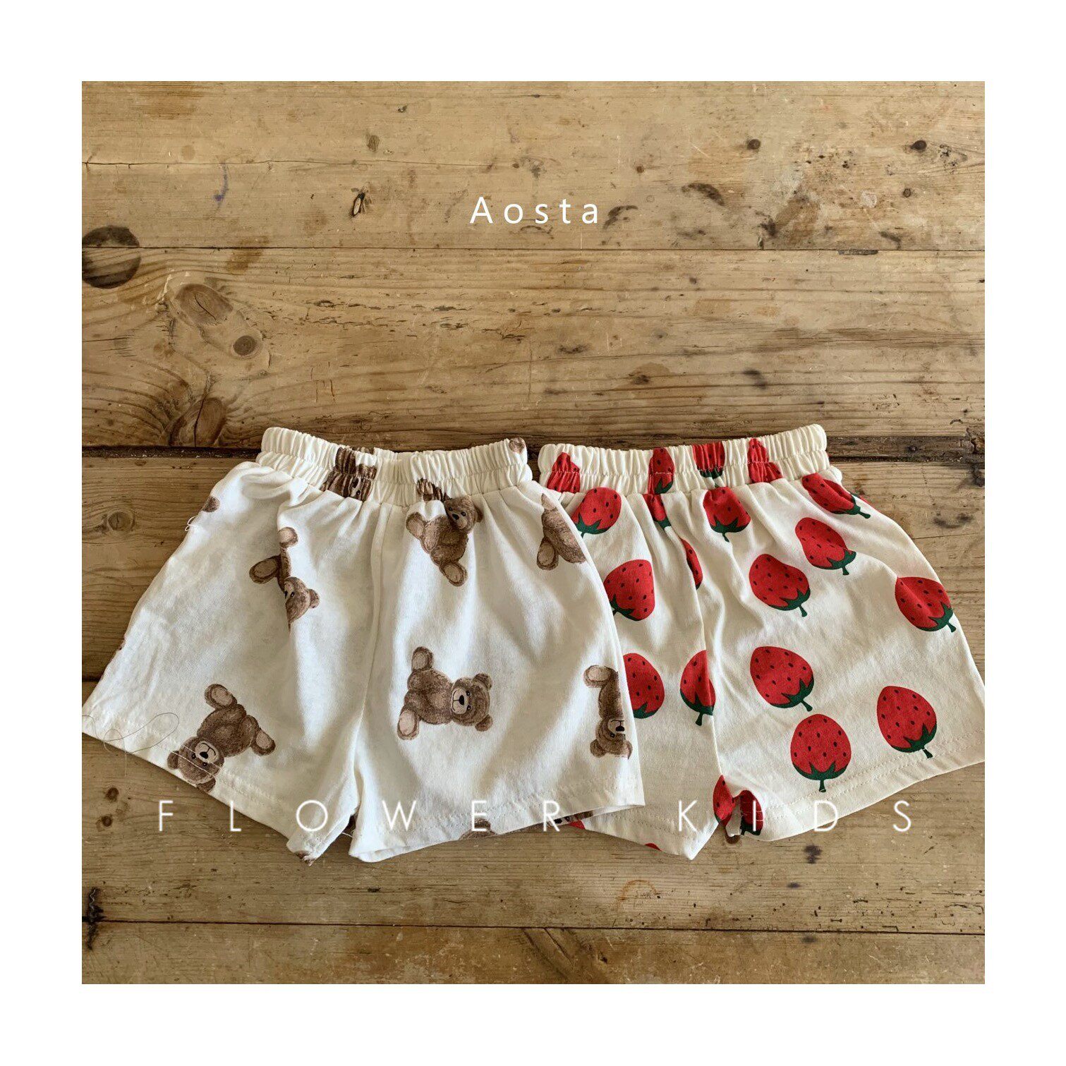 Flowers Shop Korea Summer Discount Aosta Children Cute Bear Strawberries Casual Patient Shorts