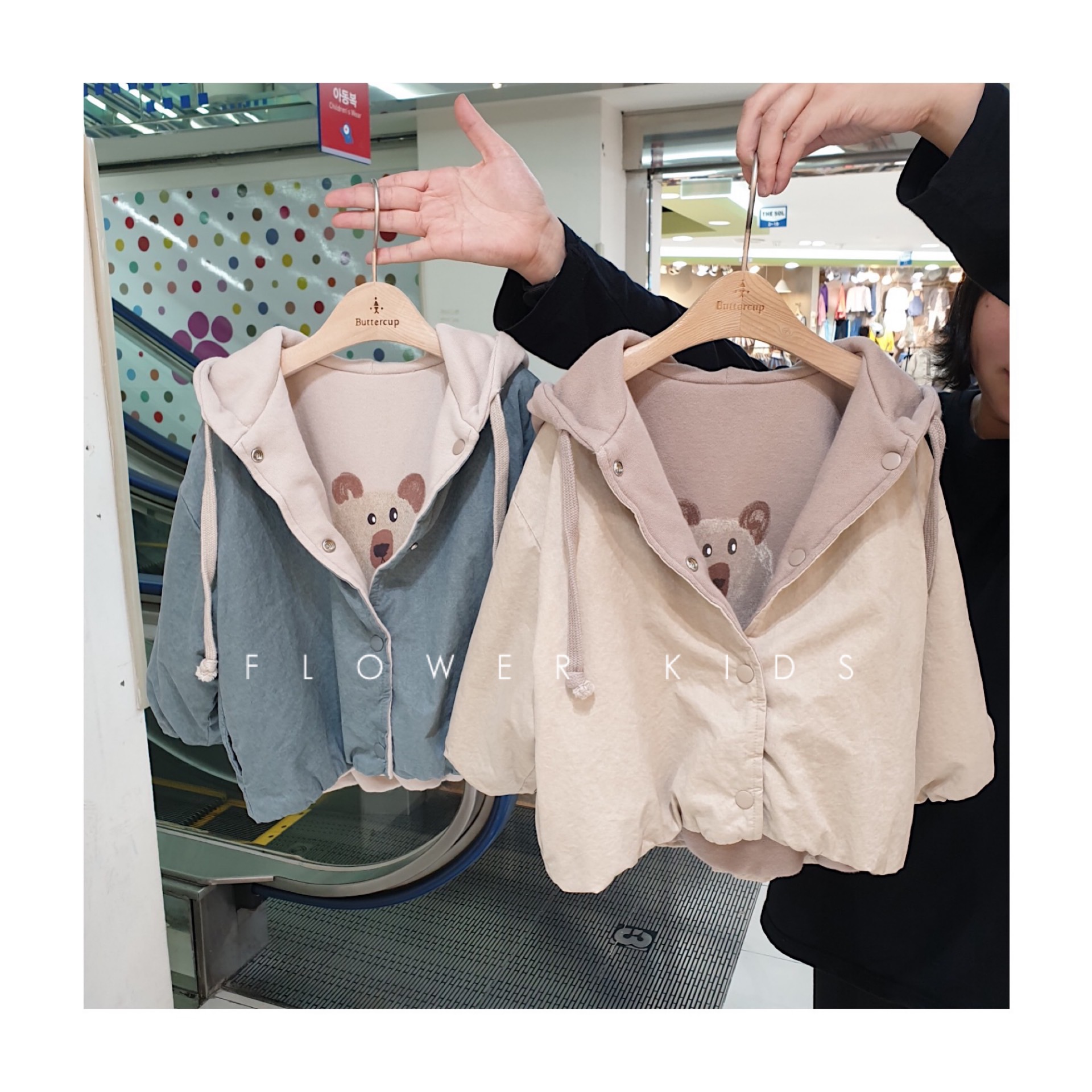 Now Han Tong Clothing Autumn Winter Buttercup Male and female children Lianhood Two sides wearing jacket cute Bear X5