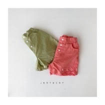 Spot Korean childrens clothing summer planb boys and girls hipster candy color elastic waist button casual shorts