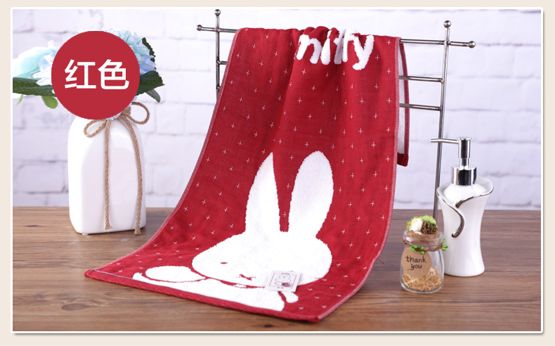 Vàng số Miffy vài bông khăn khăn phim hoạt hình bông đôi gạc không biết thở mềm và thấm - Khăn tắm / áo choàng tắm bộ khăn tắm