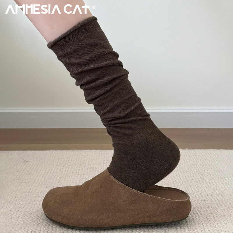 Melard Coffee-Colored Slouch Socks for Women, Long Socks for Spring and Autumn, Mid-Calf Socks, Vintage Brown Autumn and Winter Pure Cotton Calf Socks Melard Coffee-Colored Slouch Socks for Women, Long Socks for Spring and Autumn, Mid-Calf Socks, Vintage Brown Autumn and Winter Pure Cotton Calf Socks