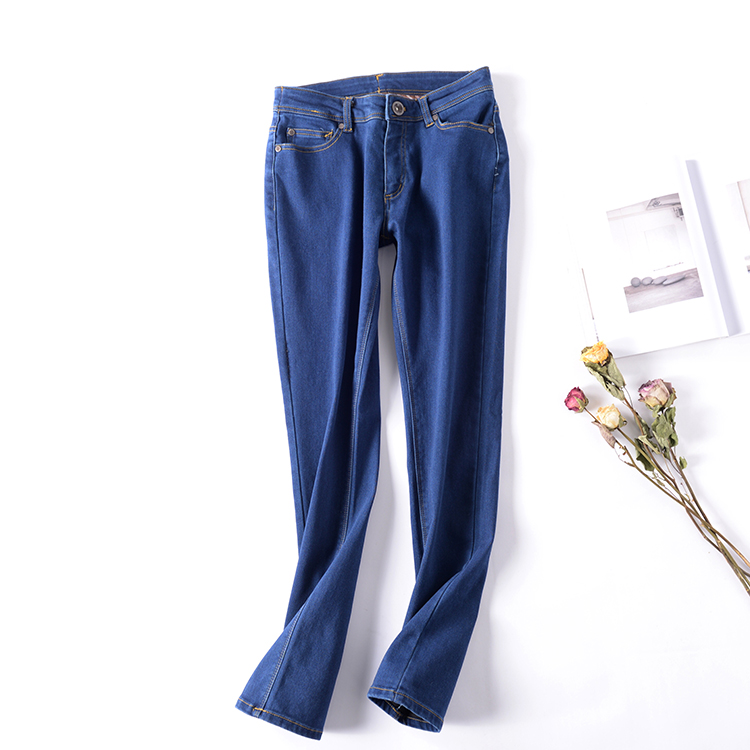 Khách hàng cũ đột nhập! Xuất khẩu đơn chải cashmere mùa thu và chân mùa đông quần bút chì Quần jeans nữ mỏng quần jean áo sơ mi nữ