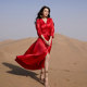 2022 new beach skirt women's seaside vacation super fairy sexy red dress dress retro slim dress