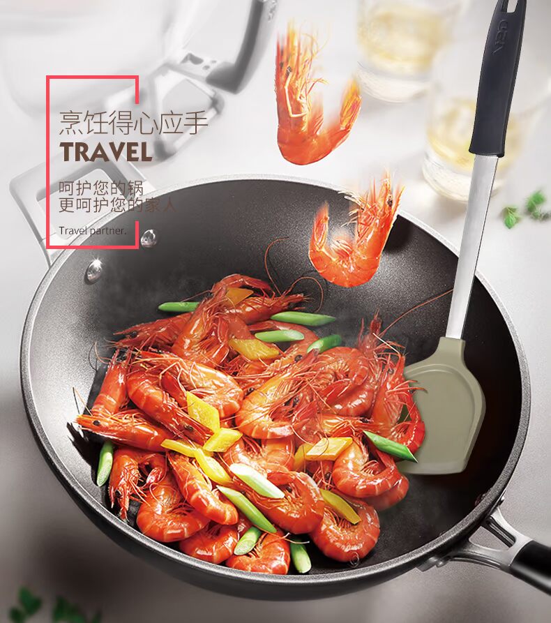 Aishida Silicone Sh xẻng Không dính Dụng cụ nấu nướng Dụng cụ nấu ăn Nhà bếp Khuấy khuấy Xẻng Bộ dụng cụ nhà bếp - Phòng bếp kệ để dao thớt