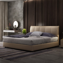 New Nordic light luxury modern simple double bed Leather style bed Small apartment 1 8 soft bag 1 5 bedroom leather bed