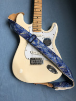 Original pure artisanal blue fireworks folk guitar with electric guitar with Guitar straps