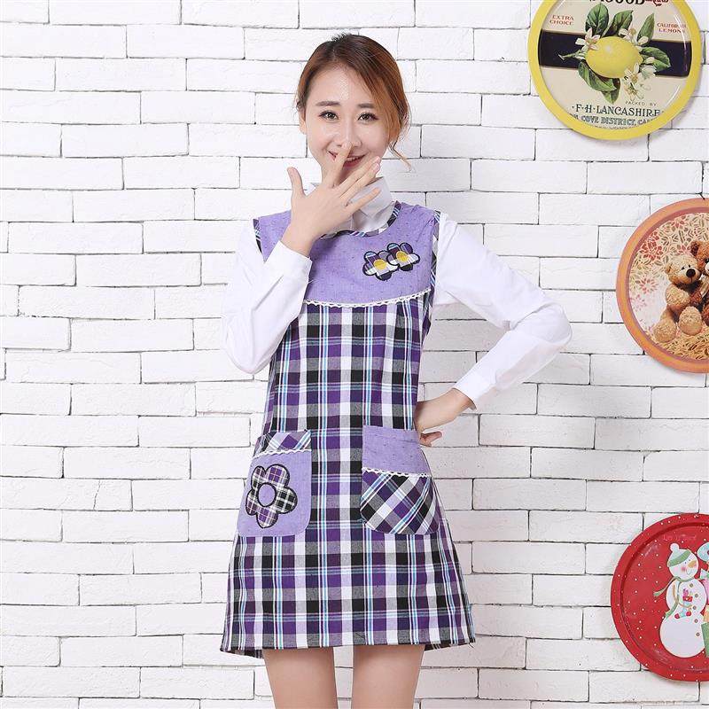 Korean version of the new thick kampon shoulder kitchen anti-fouling clothes sleeveless hood clothes All cotton waistcoat Skirt Tide