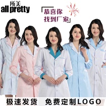 Nurse uniform long-sleeved female winter white coat thick doctor medicine shop beauty salon beautician embroidery division overalls