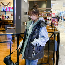 2021 new autumn winter down vest female Korean version of color color hooded collar white duck down horse clip womens vest coat