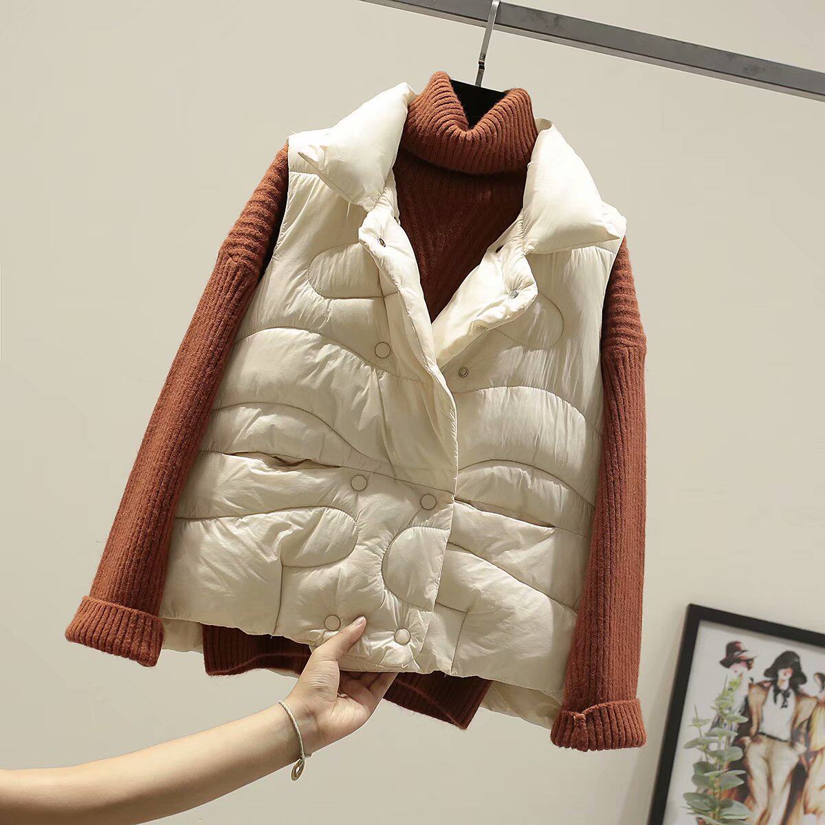 Down cotton waistcoat 2020 new autumn and winter bright face loose Korean version sleeveless vest by 100 lap short Shoulder Tide