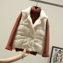 Down cotton vest women 2020 new autumn winter bright loose Korean version of sleeveless vest by Joker short waistcoat tide