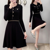 Knitted dress new 2020 autumn temperament fit slim thin little man long-sleeved skirt womens autumn and winter