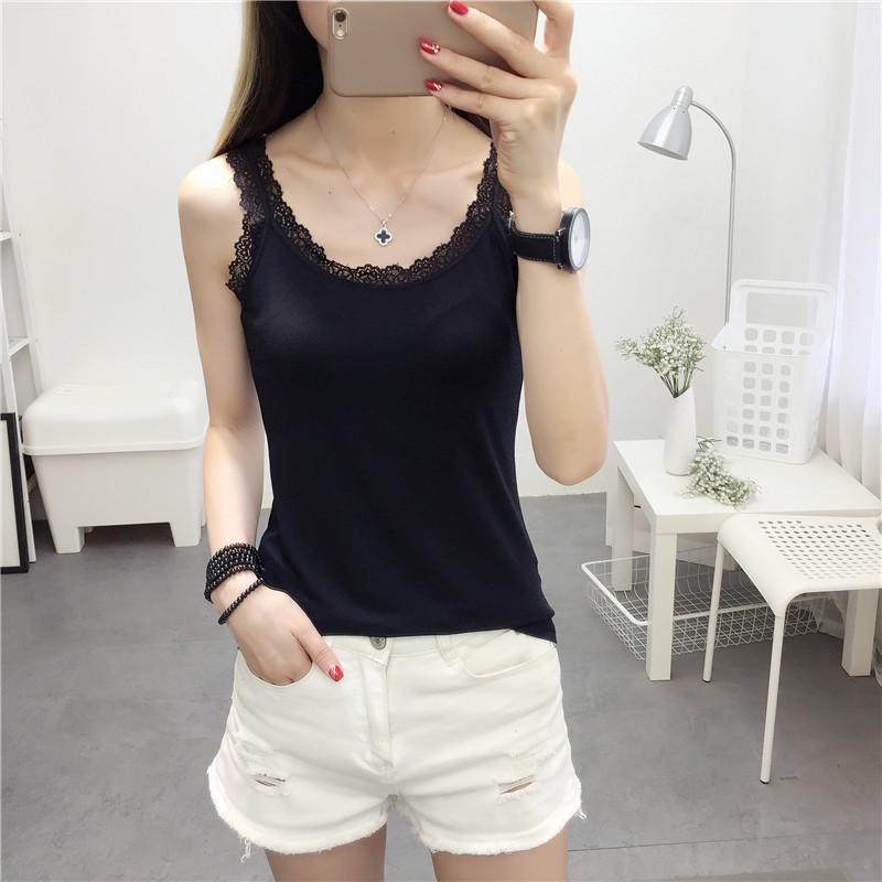 Yếm trong nữ 2018 mới mùa hè hoang dã ren bên vòng cổ màu cơ sở mỏng mỏng t- shirt áo sơ mi nhỏ áo sơ mi áo kiểu nữ đẹp