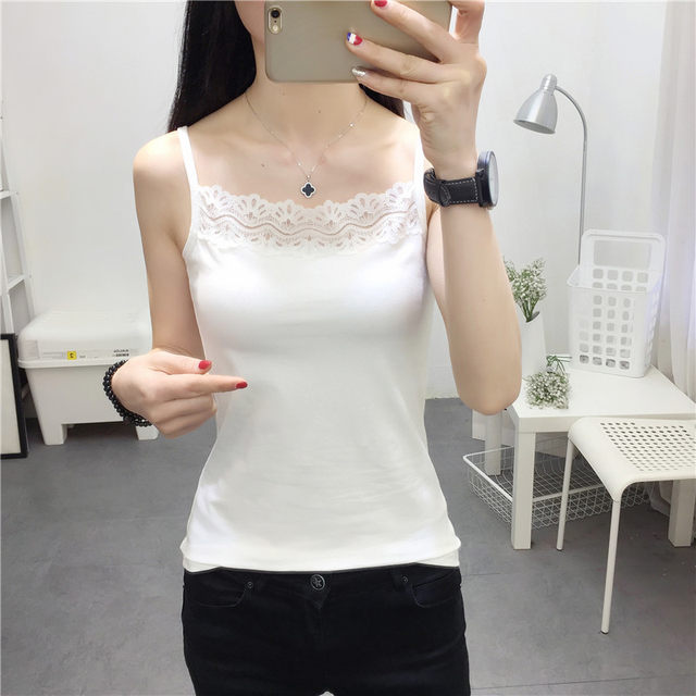 Summer Korean version of lace Hong Kong flavor retro chic small fresh camisole women's short bottoming top women's wear inside and outside