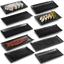 Creative Sushi Dishes Day Style Individuality Plastic Strip Pan Imitation Porcelain Barbecue Hotpot Vegetable Dish Rectangular Dish Commercial