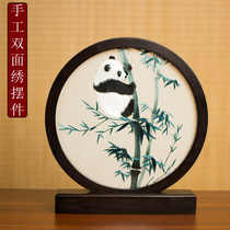 Suzhou Embroidery screen ornaments double-sided embroidery American Chinese style desktop small Taiwan screen handmade Su embroidery Chinese classical gifts