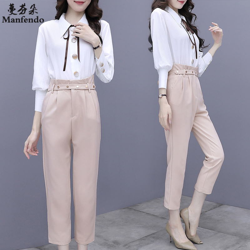 Work clothes temperament goddess Fan early spring suit female 2021 new fashion early spring pants two-piece Western style