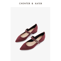 Small CK Low heel Mary Precious flat-bottomed Fairy Wind Pointy Gentle Single Shoe Suede Shallow Mouth Temperament 2022 Spring Summer Womens Shoes