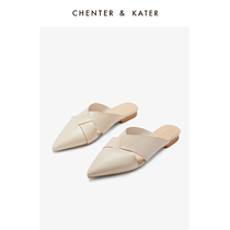 Small CK sandals flat bottom 2022 Summer New products crossed with Custard Mueller Shoes Fashion Baotou Slippers Female wear