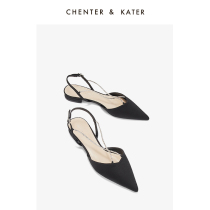 Small CK Women Shoes 2022 New Water Drill Chain Accessories Fashion Pointed Single Shoes Baotou Flat Bottom Sandals Women Fairy Wind