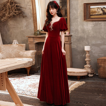 Toast to the brides summer noble temperament princess red long style wedding banquet evening gown dress women are usually able to wear