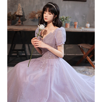 Gown lady banquets host senior texture air quality light extravagant and famous for the purple solo show bridesmaids